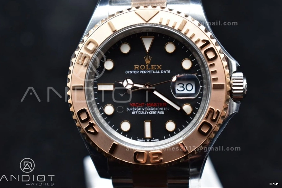Gold Best Dial Edition Plated VR3235 904L 1:1 Yacht-Master Steel Black Rose Bracelet On 126621 SS Clean 1205